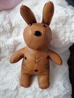 MCM Cognac Logo Leather Bunny Figurine